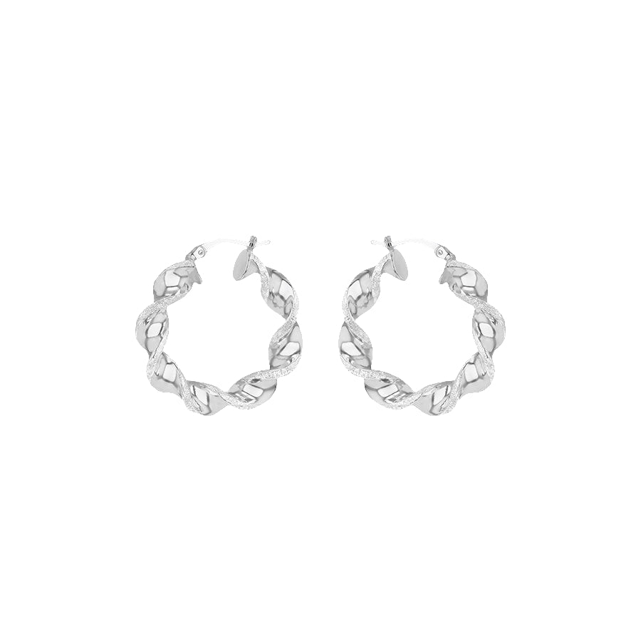 Sterling Silver Stardust Twist Hoop Earrings
