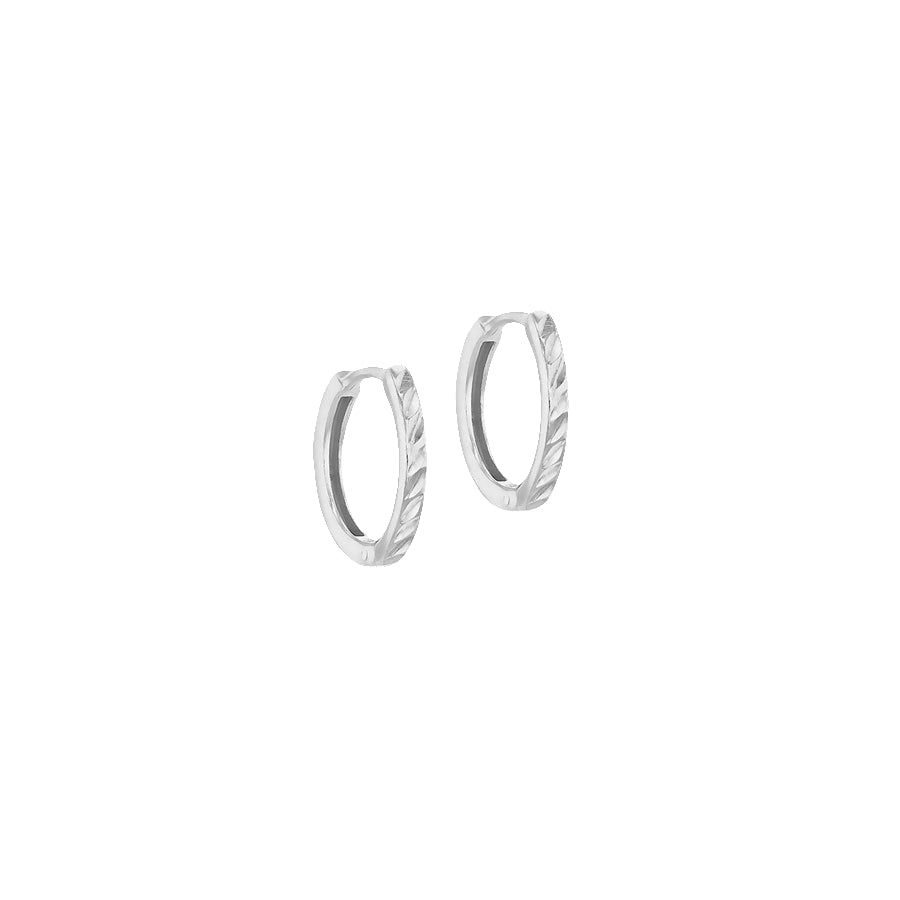 Sterling Silver Diamond Cut Huggie Hoop Earrings