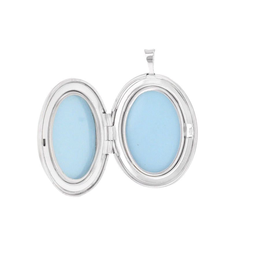 Sterling Silver Oval Quilted Pattern Locket open