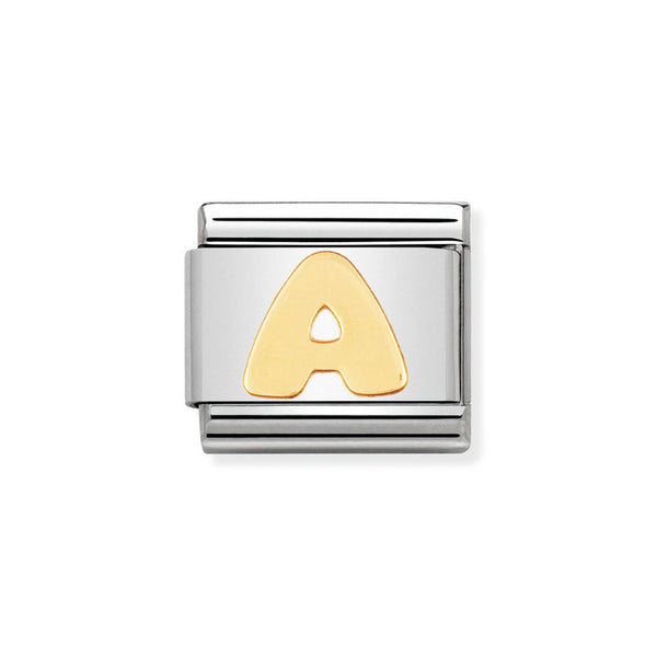 Nomination Classic Link Letter A Charm in Bonded Yellow Gold