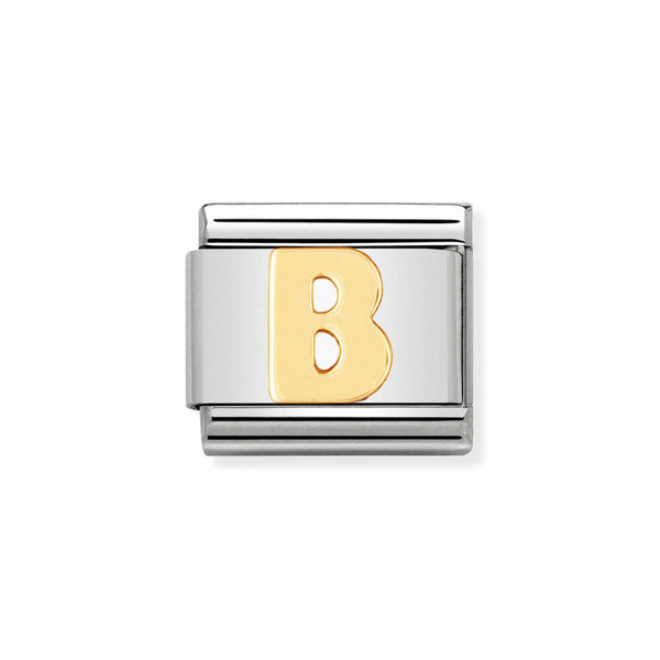 Nomination Classic Link Letter B Charm in Bonded Yellow Gold
