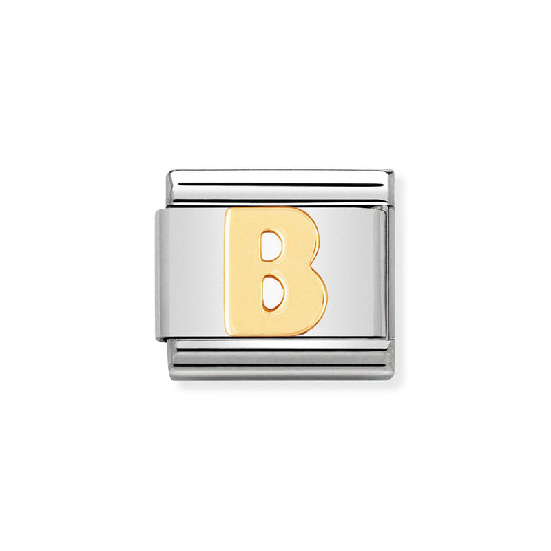 Nomination Classic Link Letter B Charm in Bonded Yellow Gold