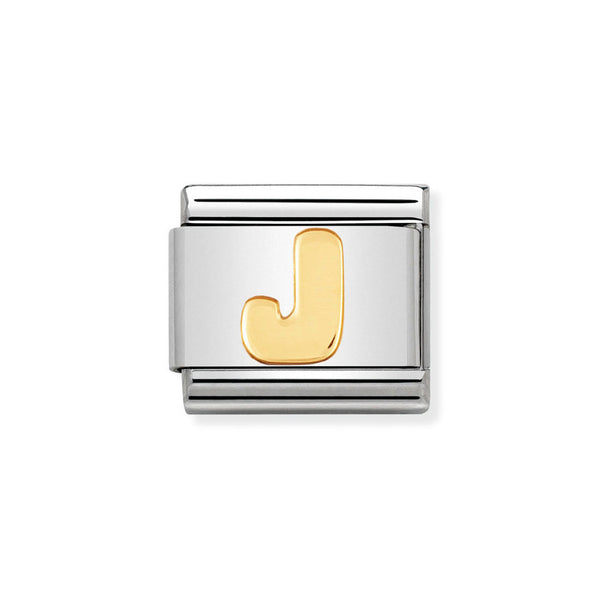 Nomination Classic Link Letter J Charm in Bonded Yellow Gold