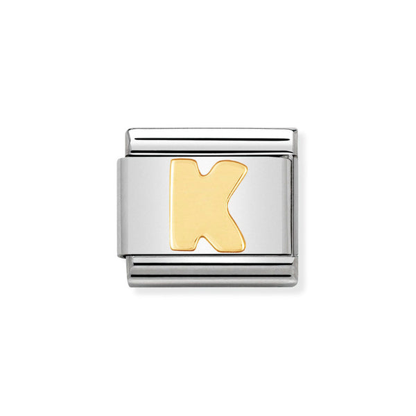 Nomination Classic Link Letter K Charm in Bonded Yellow Gold