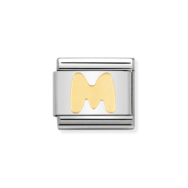 Nomination Classic Link Letter M Charm in Bonded Yellow Gold