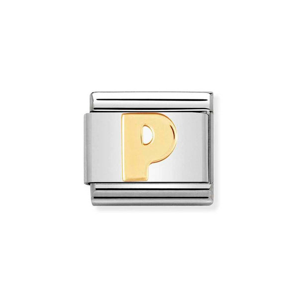 Nomination Classic Link Letter P Charm in Bonded Yellow Gold