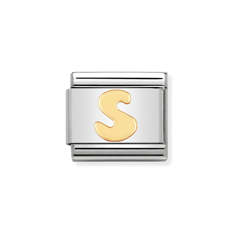 Nomination Classic Link Letter S Charm in Bonded Yellow Gold