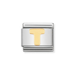 Nomination Classic Link Letter T Charm in Bonded Yellow Gold