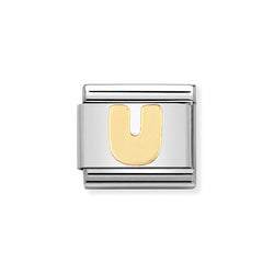 Nomination Classic Link Letter U Charm in Bonded Yellow Gold