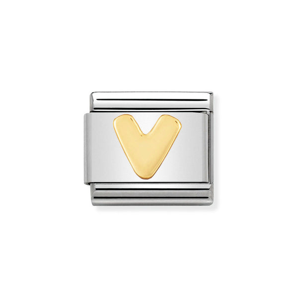 Nomination Classic Link Letter V Charm in Bonded Yellow Gold