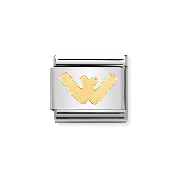 Nomination Classic Link Letter W Charm in Bonded Yellow Gold