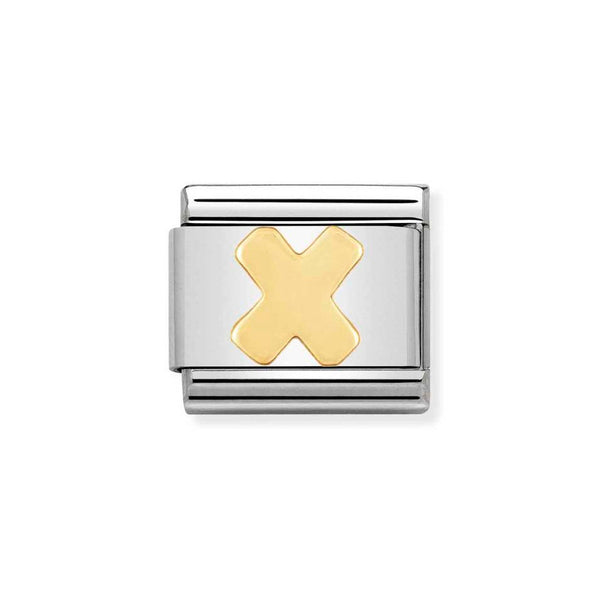 Nomination Classic Link Letter X Charm in Bonded Yellow Gold