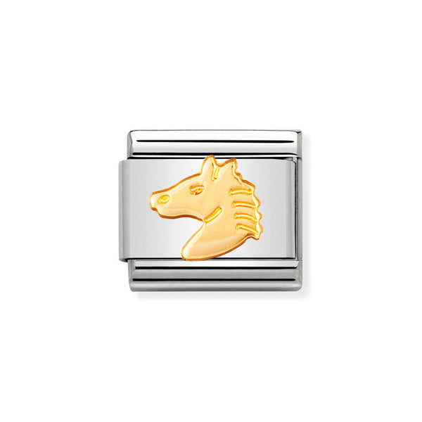 Nomination Classic Link Horse Head Charm in Gold