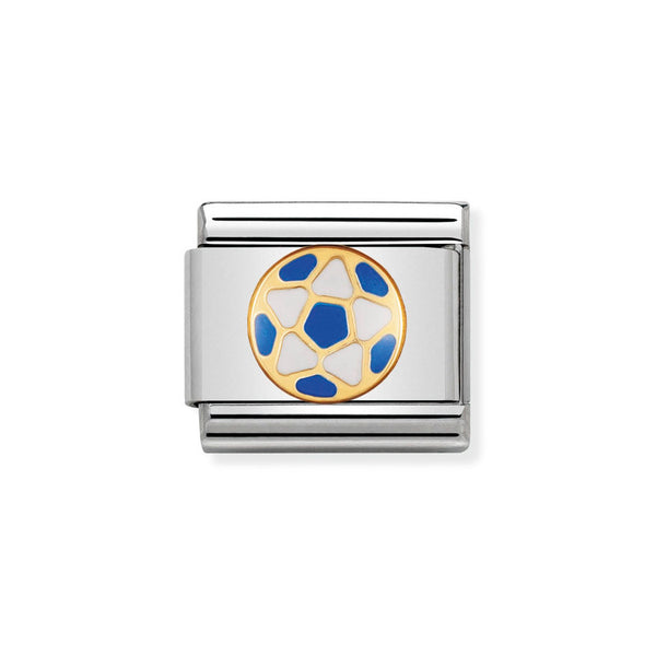 Nomination Classic Link White & Blue Football Charm in Gold