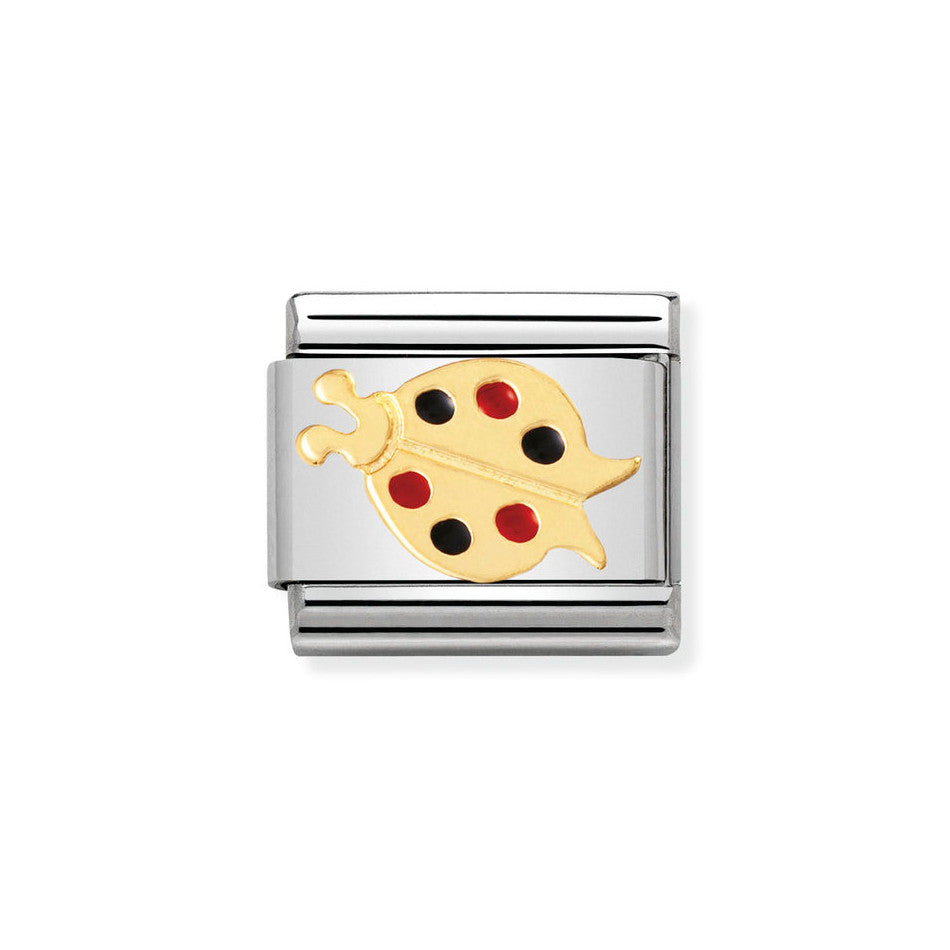 Nomination Classic Link Black & Red Ladybug Charm in Gold