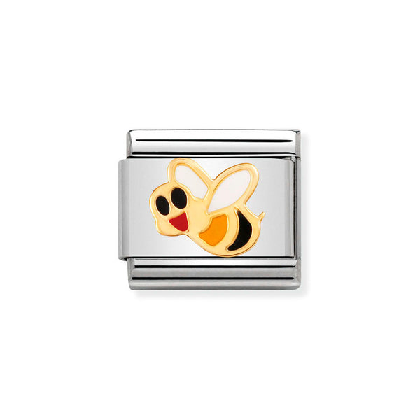 Nomination Classic Link Bee Charm in Gold and Enamel