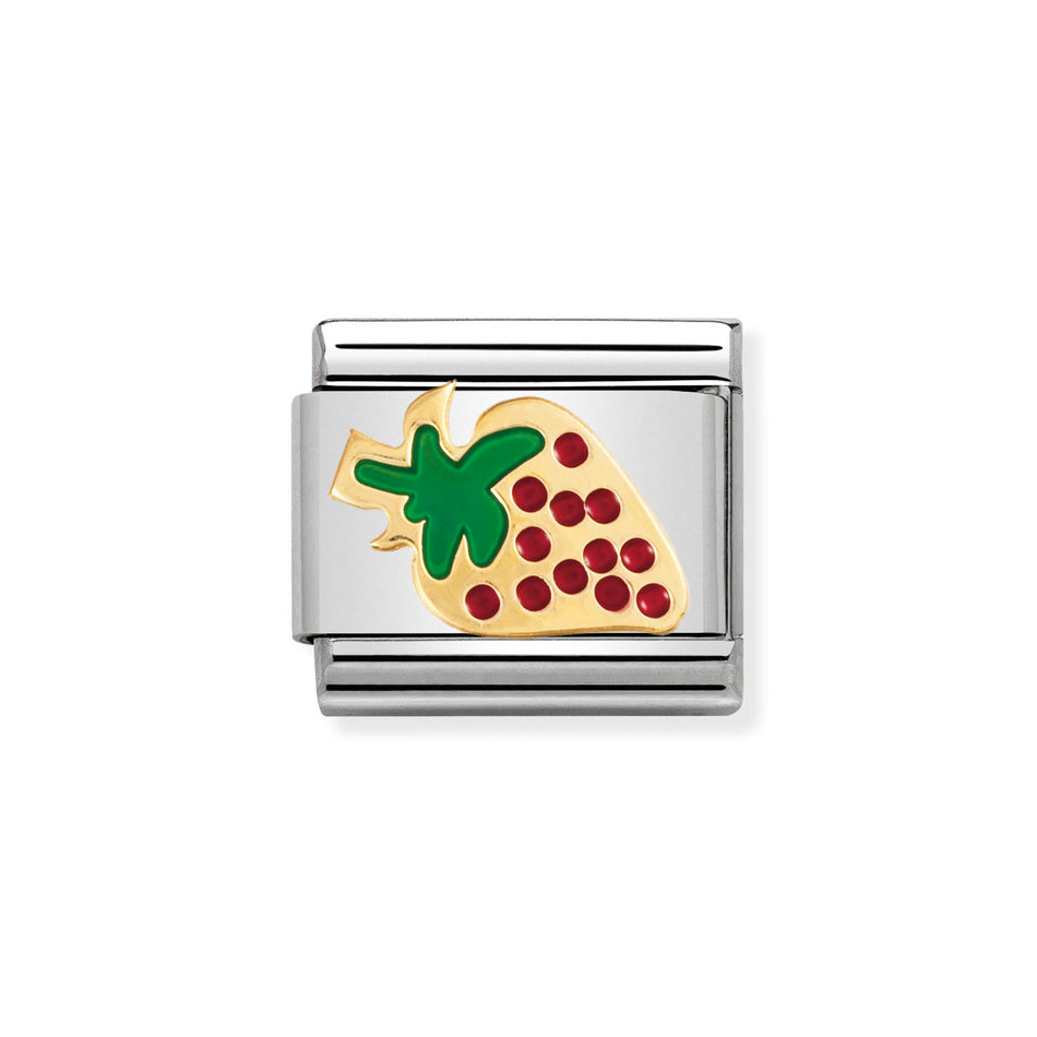 Nomination Classic Link Strawberry Charm in Gold and Enamel