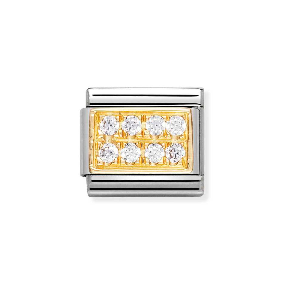 Nomination Classic Link Pave White CZ Charm in Gold