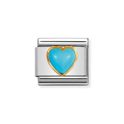 Nomination Classic Link Turquoise Stone Heart Charm in Gold