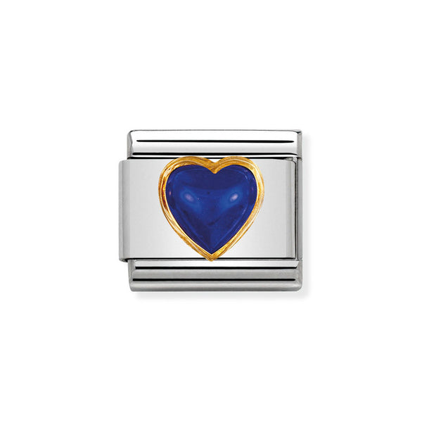 Nomination Classic Link Lapis Stone Heart Charm in Gold