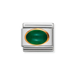 Nomination Classic Link Green Agate Charm in Gold