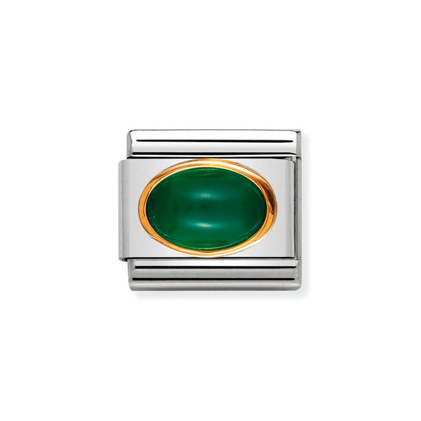 Nomination Classic Link Green Agate Charm in Gold