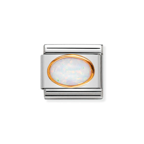 Nomination Classic Link White Opal Charm in Gold