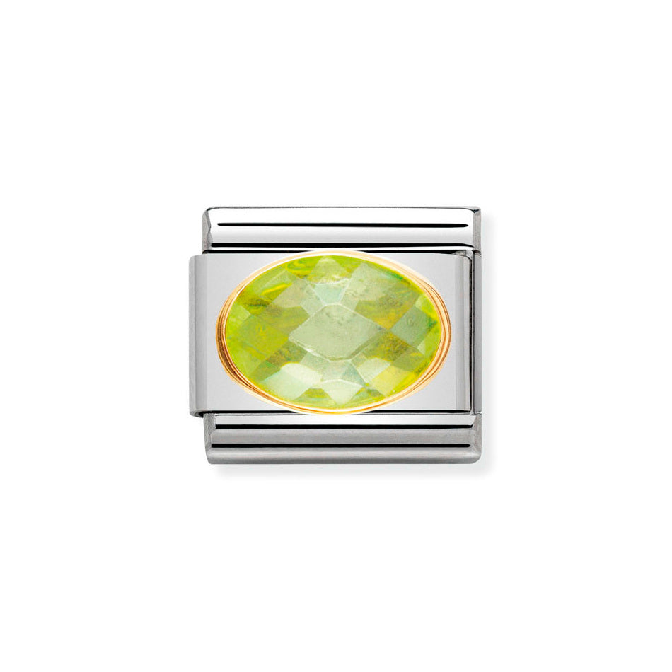 Nomination Classic Link Green Faceted Cubic Zirconia Charm in Gold