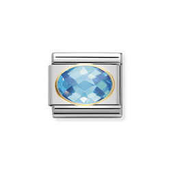Nomination Classic Link Light Blue Faceted Cubic Zirconia Charm in Gold
