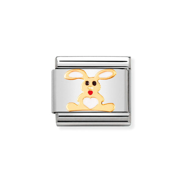 Nomination Classic Link White Rabbit Charm in Gold