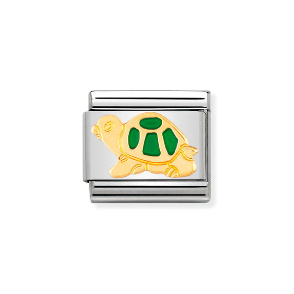 Nomination Classic Link Green Tortoise Charm in Gold