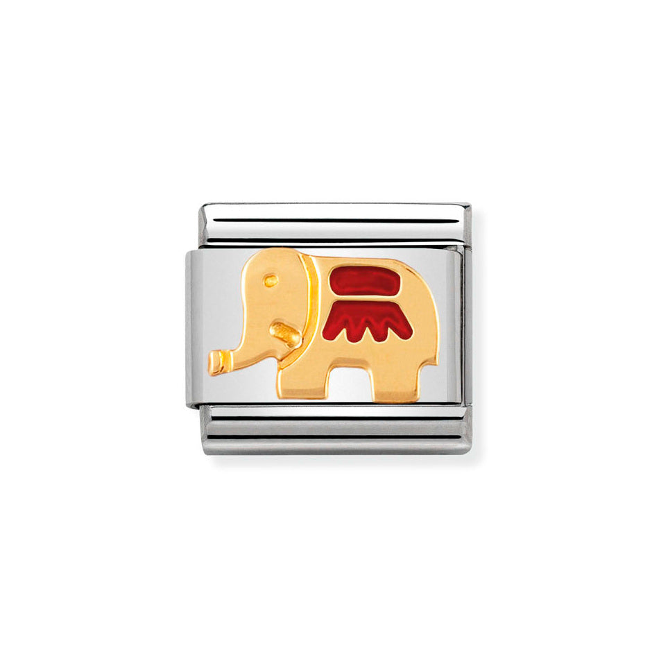 Nomination Classic Link Red Elephant Charm in Gold