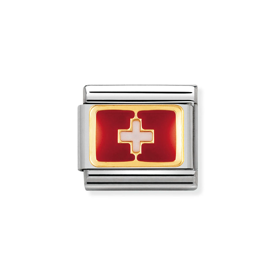 Nomination Classic Link Switzerland Flag Charm in Gold