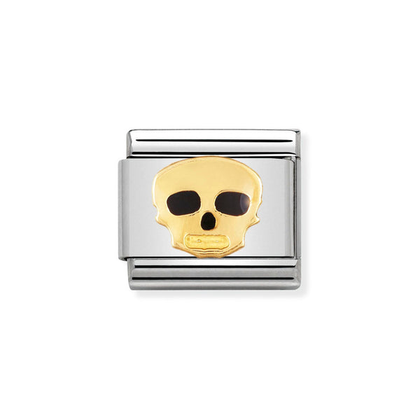 Nomination Classic Link Skull Charm in Gold and Enamel