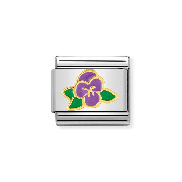 Nomination Classic Link Violet Flower Charm in Gold