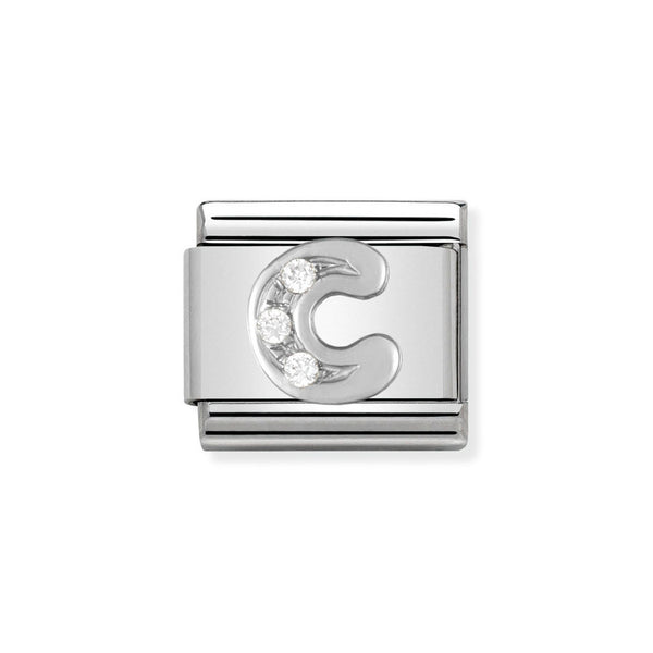 Nomination Classic Link Letter C Charm in Silver with Cubic Zirconia