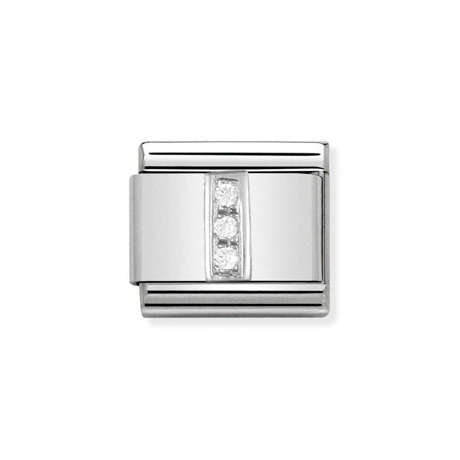 Nomination Classic Link Letter I Charm in Silver with Cubic Zirconia