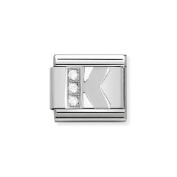 Nomination Classic Link Letter K Charm in Silver with Cubic Zirconia