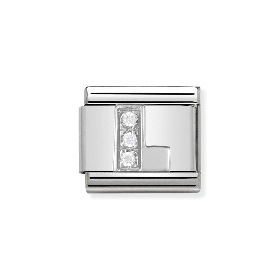 Nomination Classic Link Letter L Charm in Silver with Cubic Zirconia