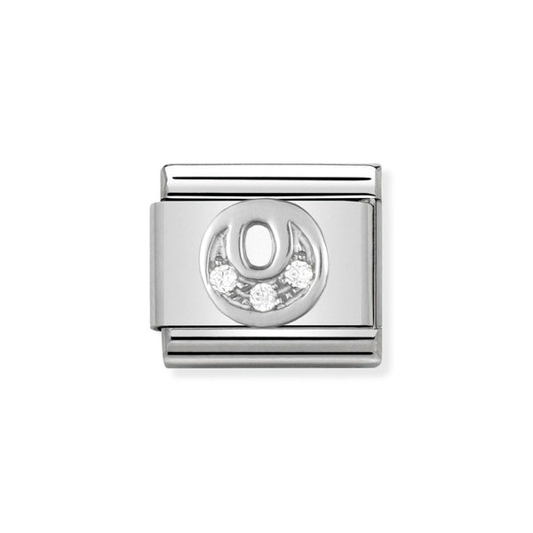 Nomination Classic Link Letter O Charm in Silver with Cubic Zirconia
