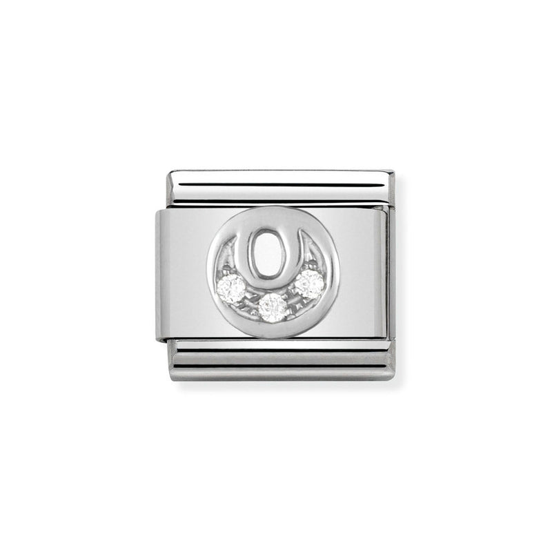 Nomination Classic Link Letter O Charm in Silver with Cubic Zirconia