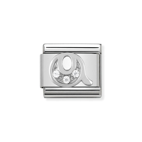Nomination Classic Link Letter Q Charm in Silver with Cubic Zirconia