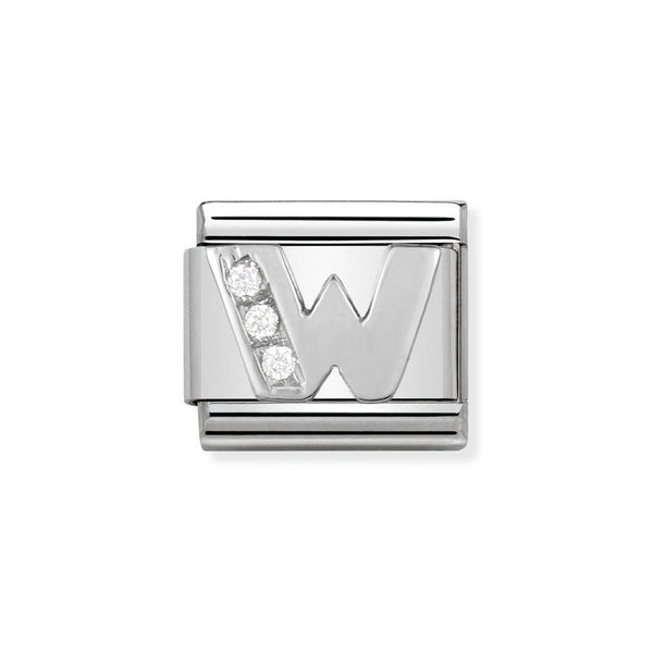 Nomination Classic Link Letter W Charm in Silver with Cubic Zirconia