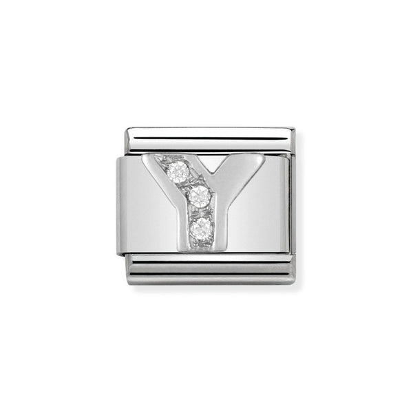 Nomination Classic Link Letter Y Charm in Silver with Cubic Zirconia