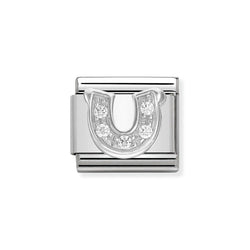 Nomination Classic Link CZ Horseshoe Charm in Silver