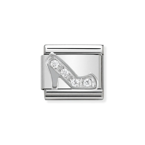 Nomination Classic Link CZ High Heel Shoe Charm in Silver