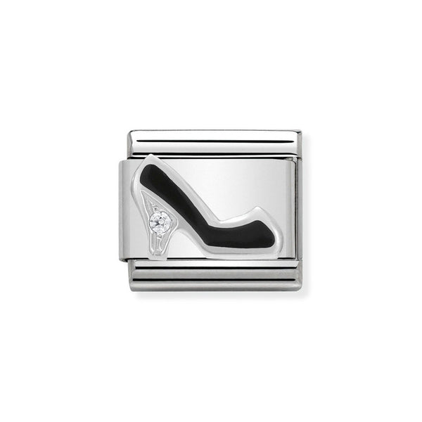Nomination Classic Link CZ Black Shoe Charm in Silver