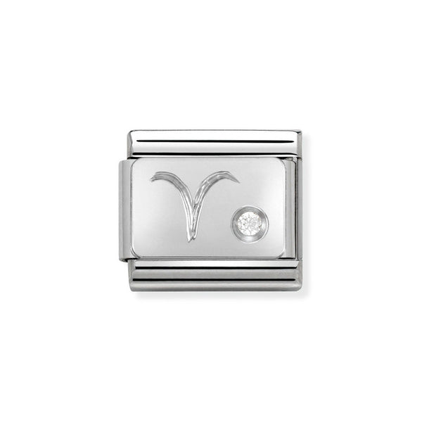 Nomination Classic Link Aries Charm in Silver with Cubic Zirconia