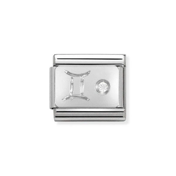 Nomination Classic Link Gemini Charm in Silver with Cubic Zirconia