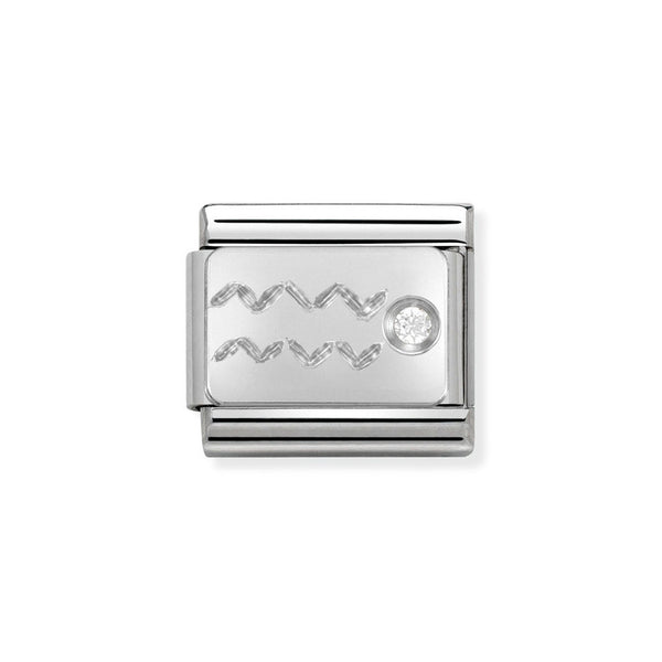 Nomination Classic Link Aquarius Charm in Silver with Cubic Zirconia